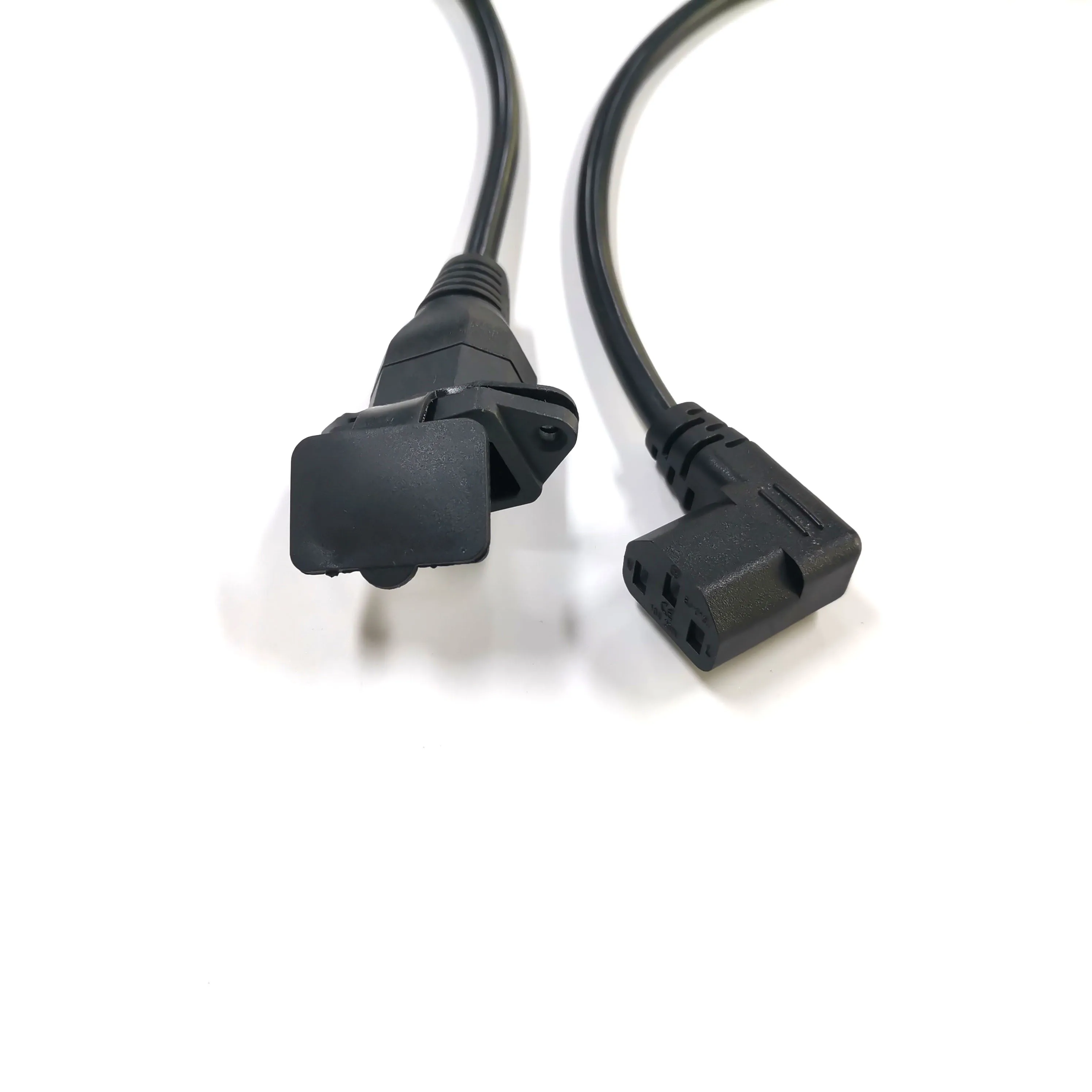 30CM 3X0.75MM2 right angled C13 to moutable C14 power cord with cover