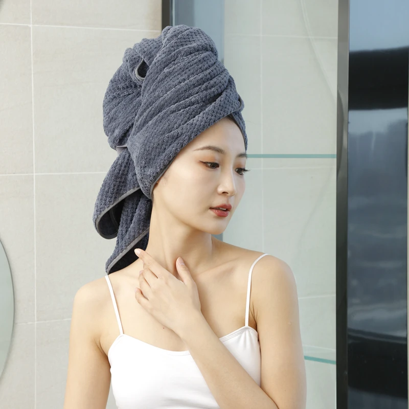 China factory direct accept Custom Logo wholesale 70*110cm hair towel turban microfiber drying cap head towel cap for hair