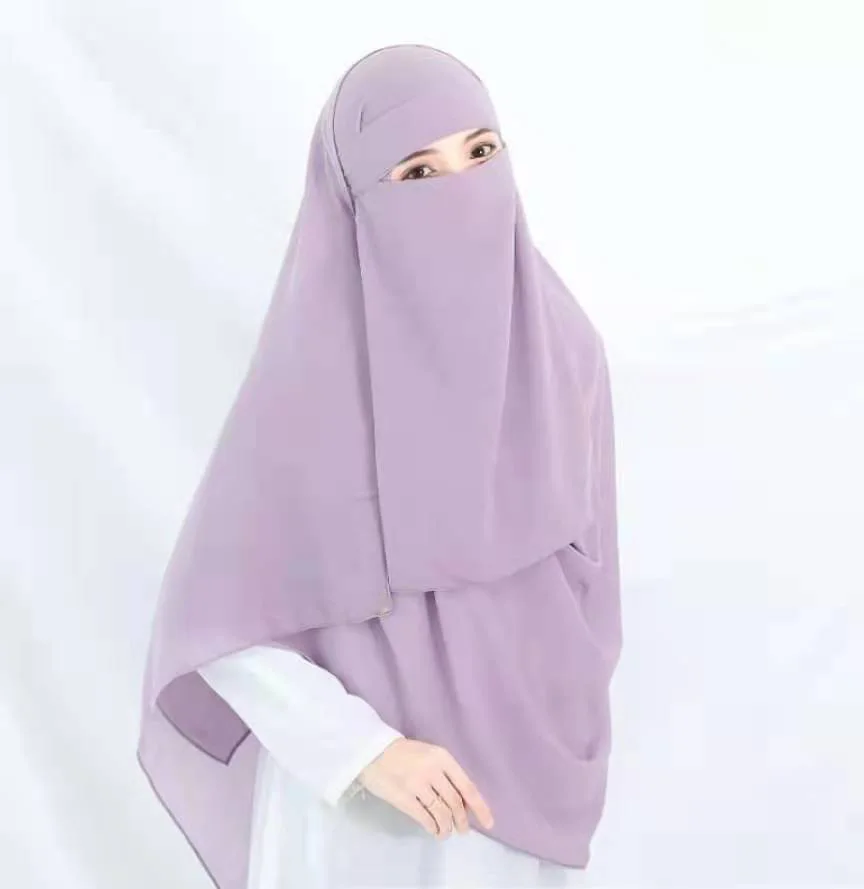 Customized Muslim ramadan solid color niqab Women hijab face masked clothing muslim hooded hijab islamic fibre fabric