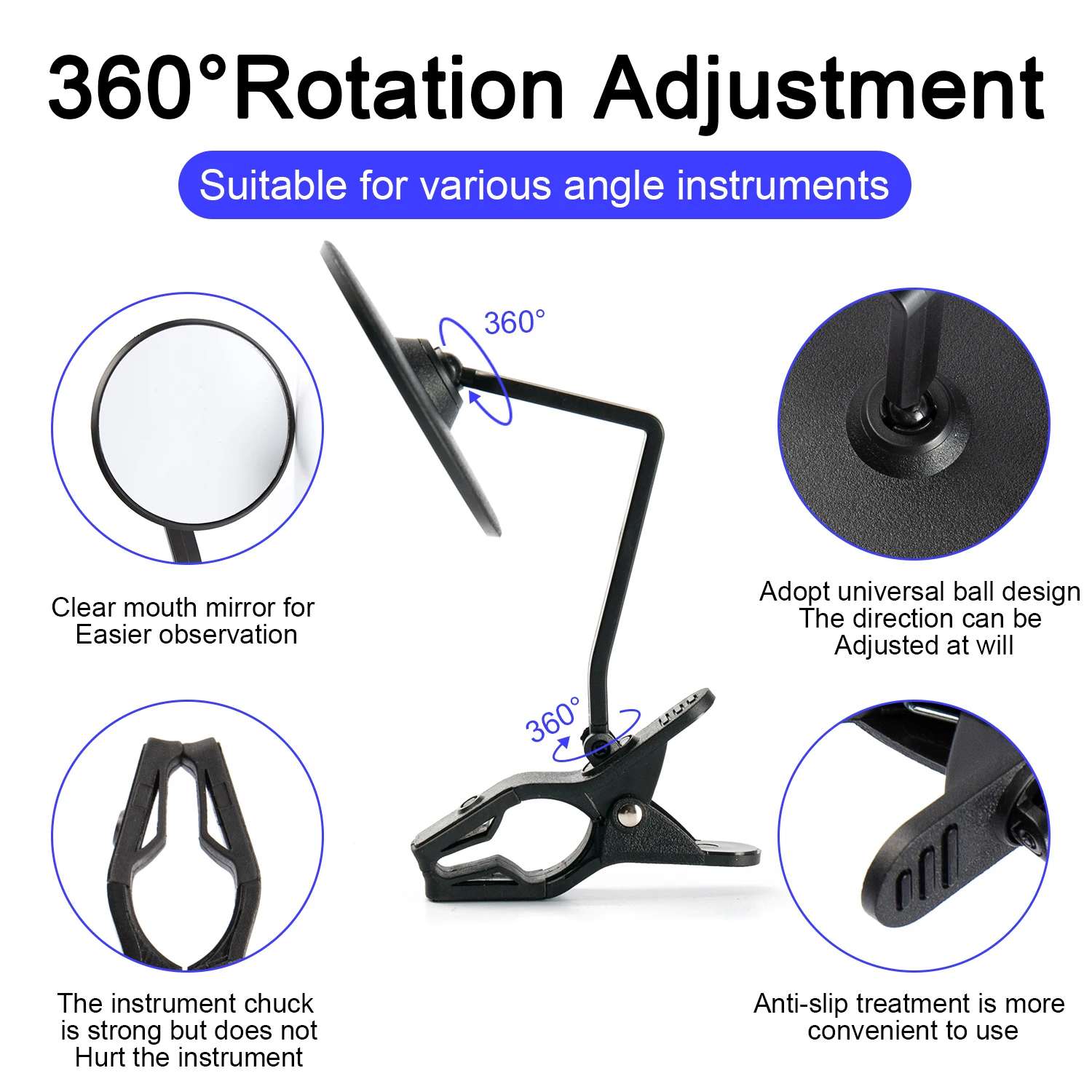 Lightweight and Rotatable MirTra Long Embochure Practice Mirror for all Woodwinds Instruments Flute, Saxophone