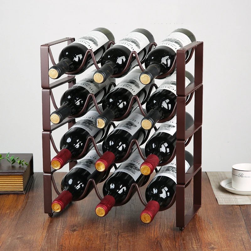 Wholesale Art Wine Bottle Rack Display Personalized Restaurant Home Metal red Wine Glass Bottle Holder