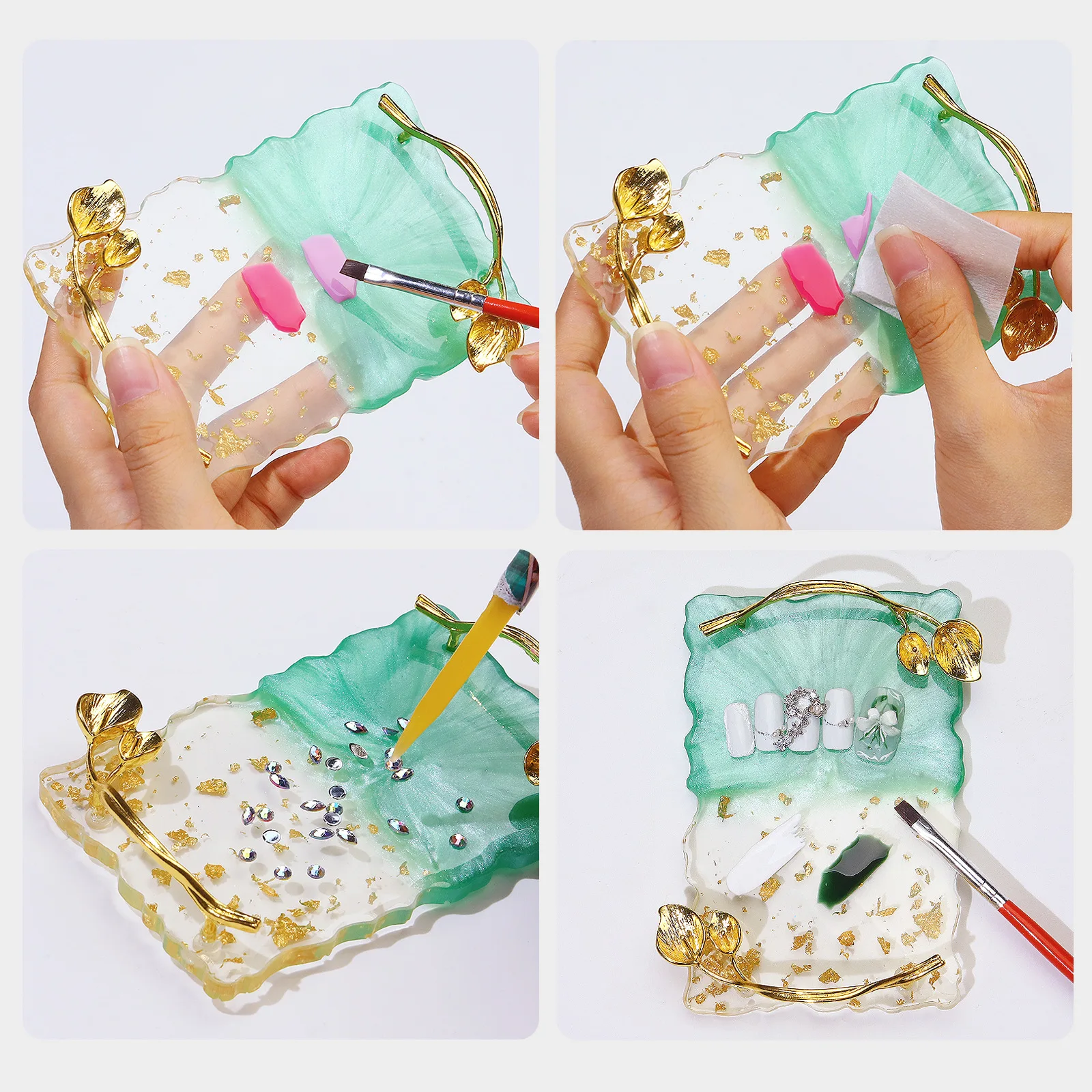 Hot Nail Art Tools Rounded Nail Polish Gel Color Mixing Tray Washable High Quality Resin Mixing Palette For Nail Art