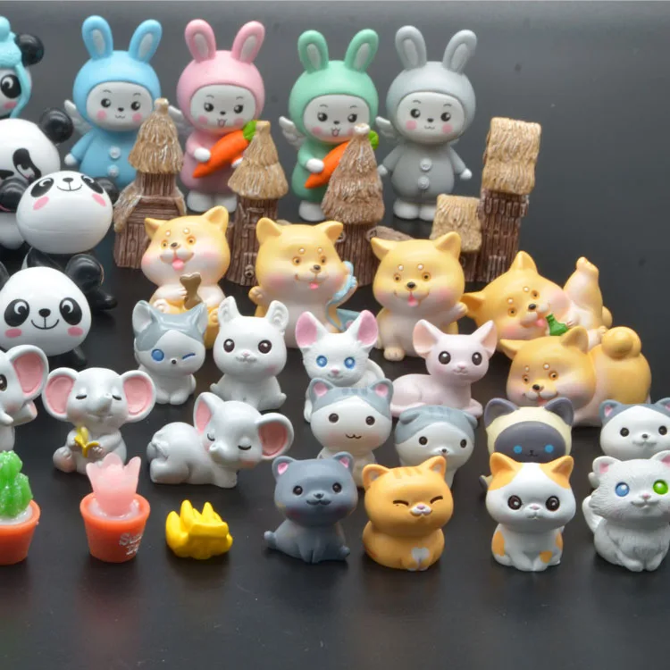 bulk mini white small rabbit figures micro miniature resin figurines bunny manufacturer wholesale bathing animal toys for kids