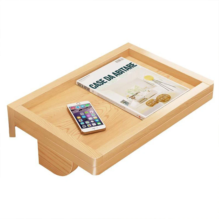 Easy To Install Bedroom Furniture Bedside Shelf Table Punch-Free Solid Wooden Floating Bedside Organizer