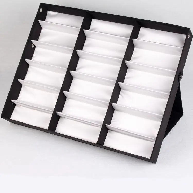 2020 Luxurious 18 pcs Clear PU Cover Storage box for Eyewear Sunglasses Display Stand