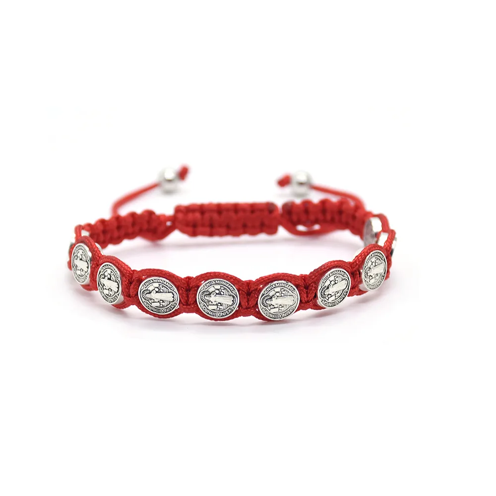 Handmade Braided Rosary Coin Beaded Cross Prayer Bracelets Religious Catholic jewelry