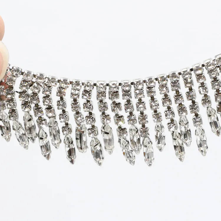 crystal rhinestones trim gold metal chandelier crystal chain