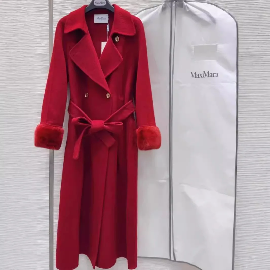 Customized logo 2024 Fall and winter new arrival High-end double-sided mink fur cashmere coat