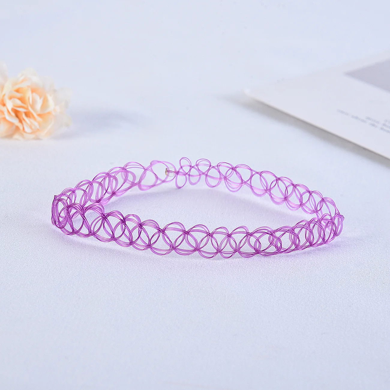 FanYue ins top selling 2022 fashion 12pcs one card fishing line necklace black colorful elastic Tattoo necklace for women