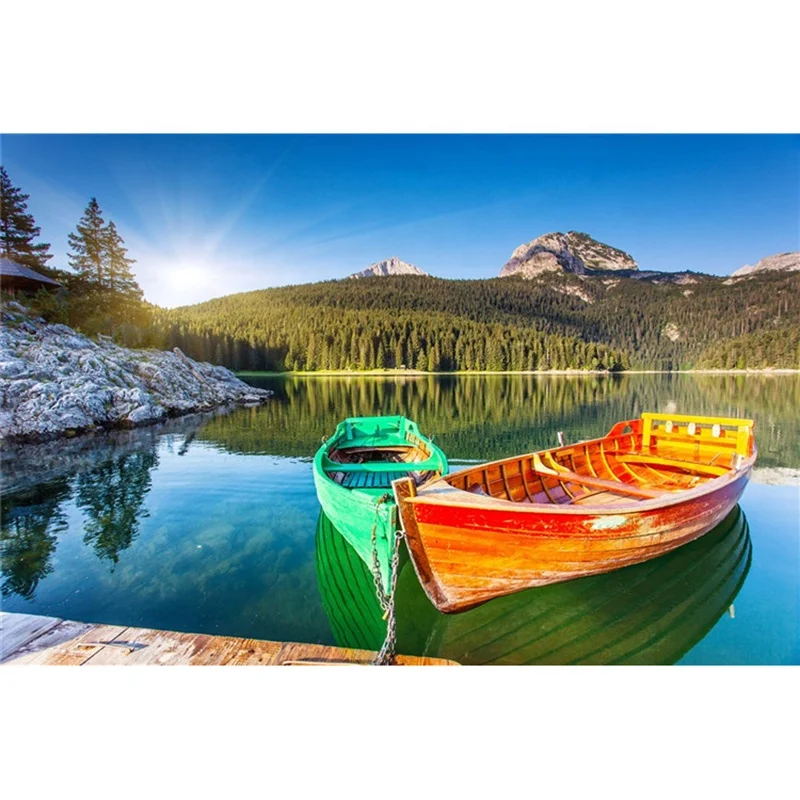 Boat on the lake landscapes 3d diamond painting gemstone art diamond painting decorative