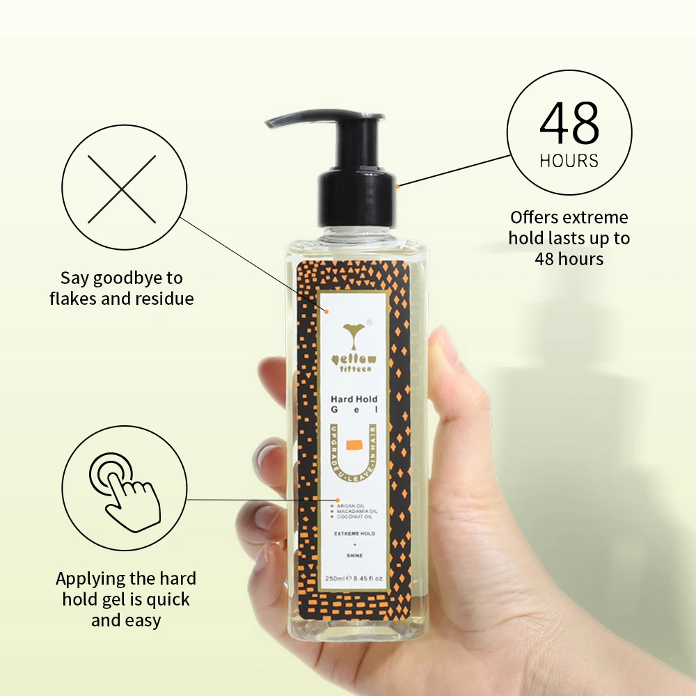 Private Label No Flake Hair Edge Control Gel Strong Hold Hair Gel 48h