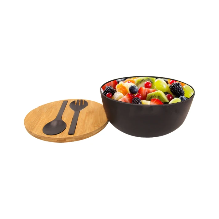 
Eco Biodegradable Friendly Bamboo Fiber Bowl with salad server bamboo lid 