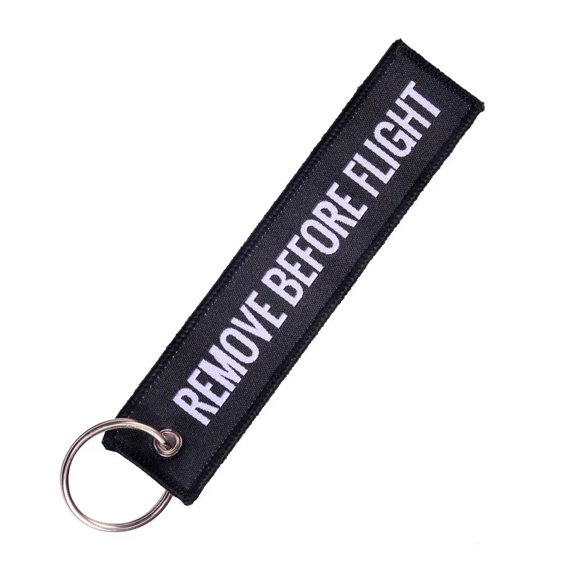 Woven Label Keychain Custom Fabric Polyester Woven Embroidered Label Keychain