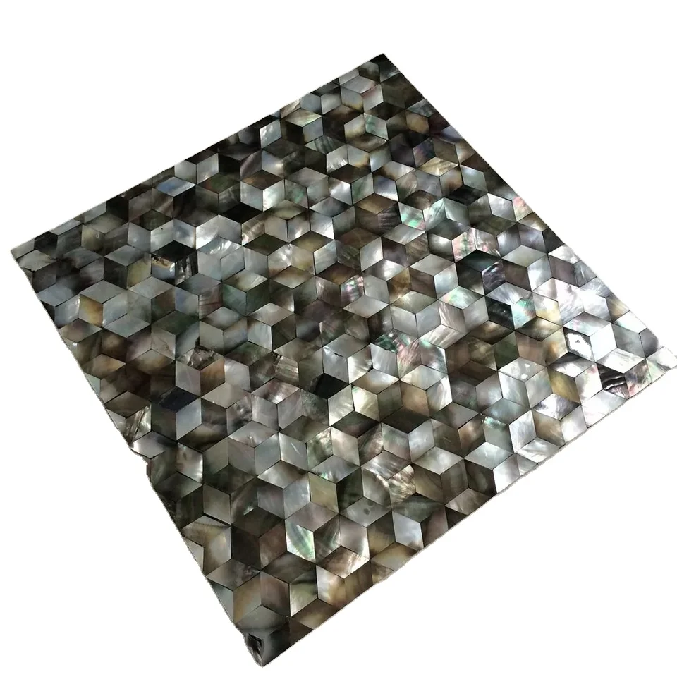 Rhombus Black butterfly Seamless Mother Of Pearl Sea Shell Mosaic