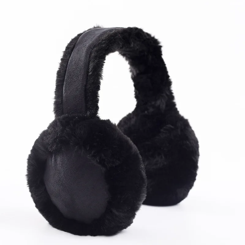 Fashion Warm Solid Earmuffs Foldable Band Plush Fluffy Winter Earmuffs Artificial Wool Earmuffs