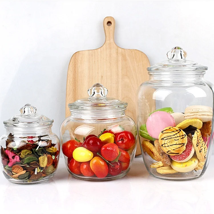 2200ml clear Home deco glass pasta nuts dry food storage canister jar with hermetic lid
