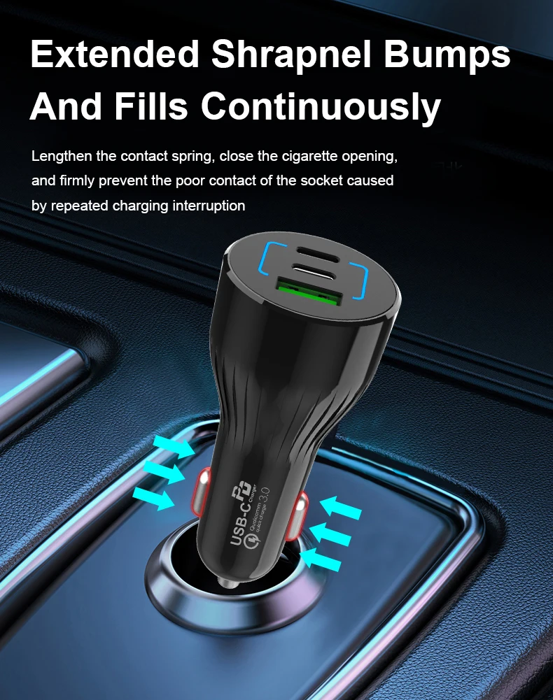  Автомобильное зарядное устройство USB 95 Вт с несколькими портами QC3.0 и PD3.0 для мобильных телефонов/ноутбуков быстрая