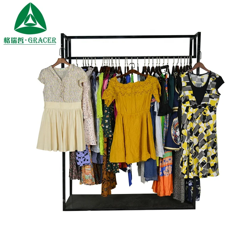 Fashion Summer Women Silk/Cotton Dress Used Clothing Second Hands Clothes Bales Used Clothes For Women