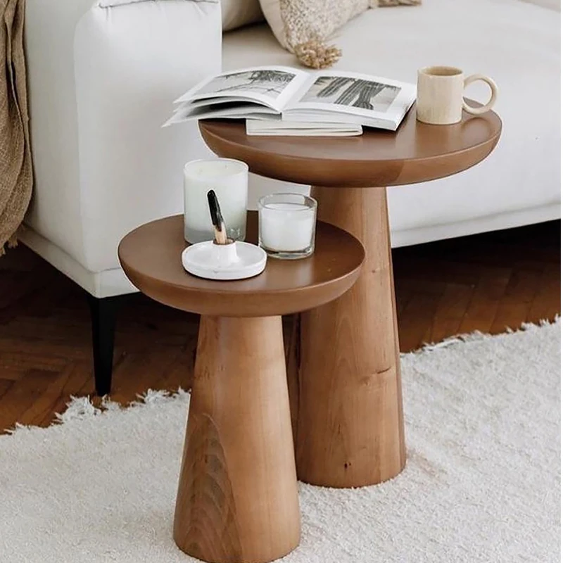Luxury Modern Living Room Furniture Table Natural Oak Deluxe Round Plinth Wood Coffee Tables