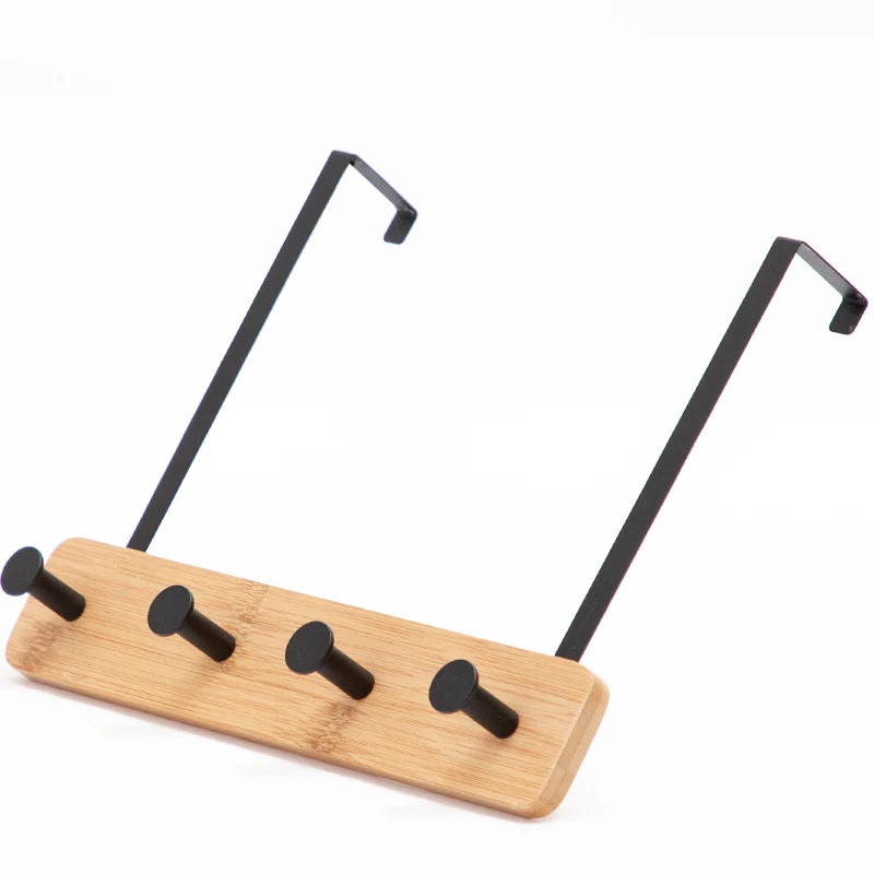 
High Quality Bamboo Over The Door Coat Rack Hanger, White, Nature Color 