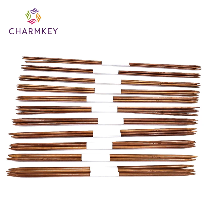 Charmkey 11 пар 25 36 см карбонизированные Двухточечные спицы для свитера прямые Бамбуковые Спицы вязания