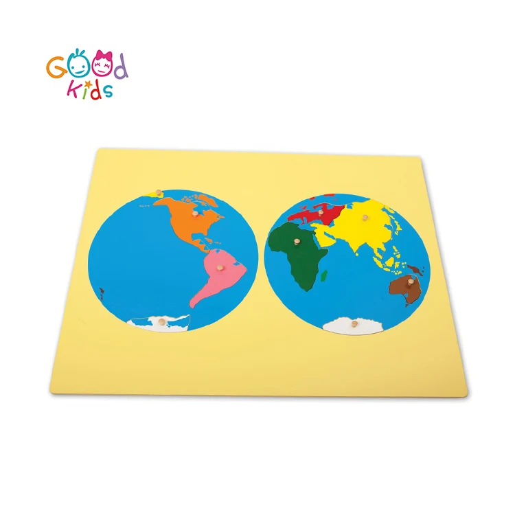 Education Toy Wooden Puzzle Combination Toys World Puzzle  Montessori Maps