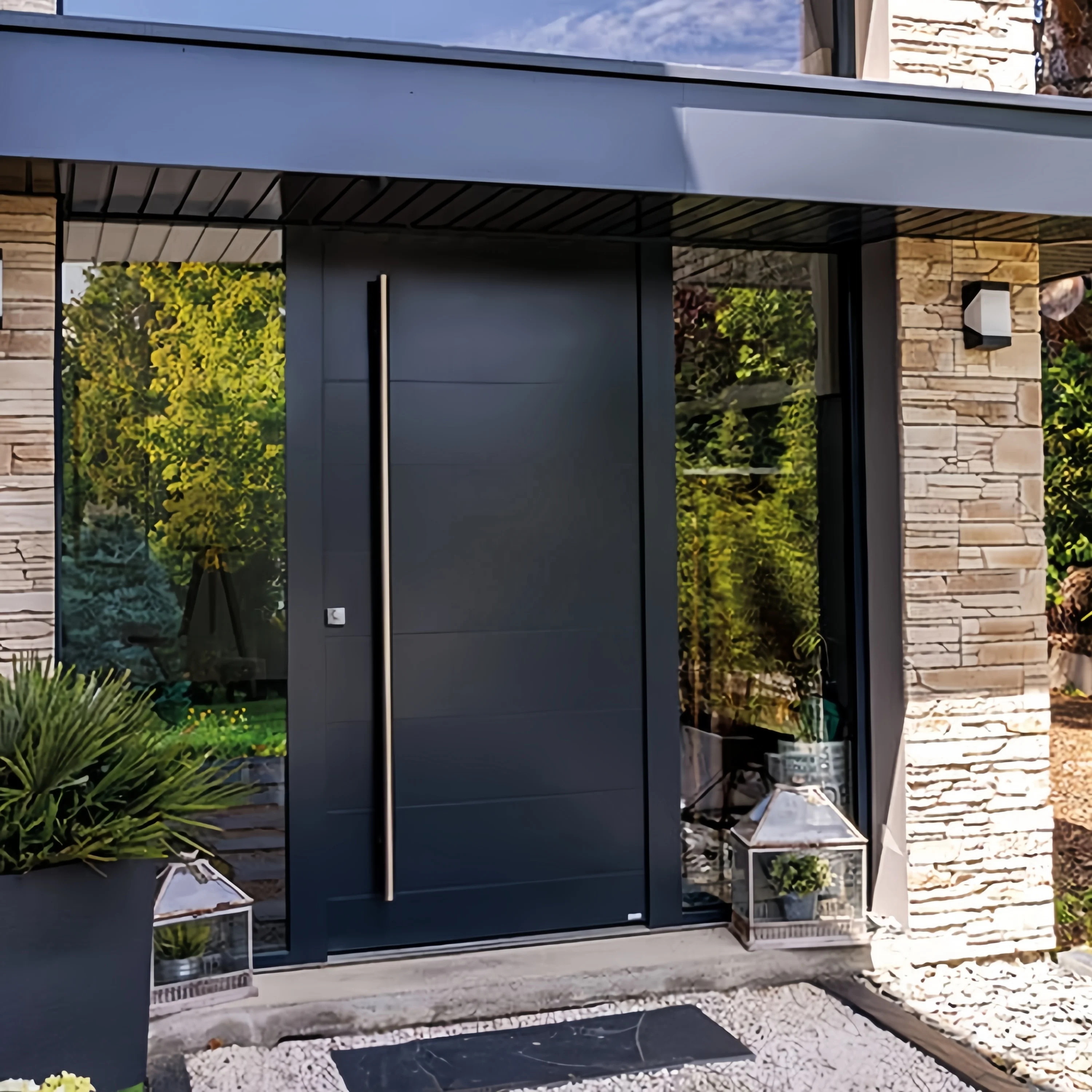 New Exterior Luxury Aluminum Alloy entrance Door Pivot Entry Front Doors For Houses Modern Front Doors smart security Gate