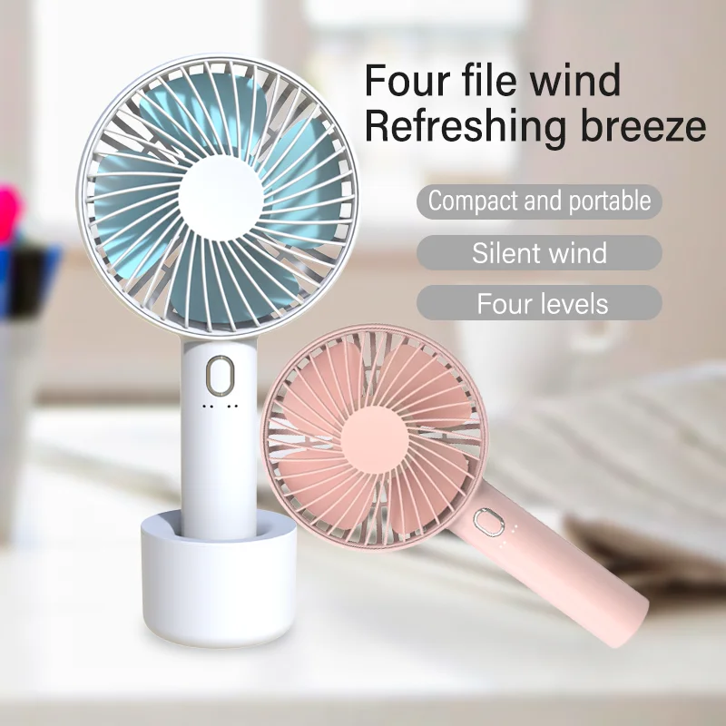 Durable Using Pocket Rechargeable Mini Usb Portable hand cordless small fan 4 Inch Handheld  Fan With Seat