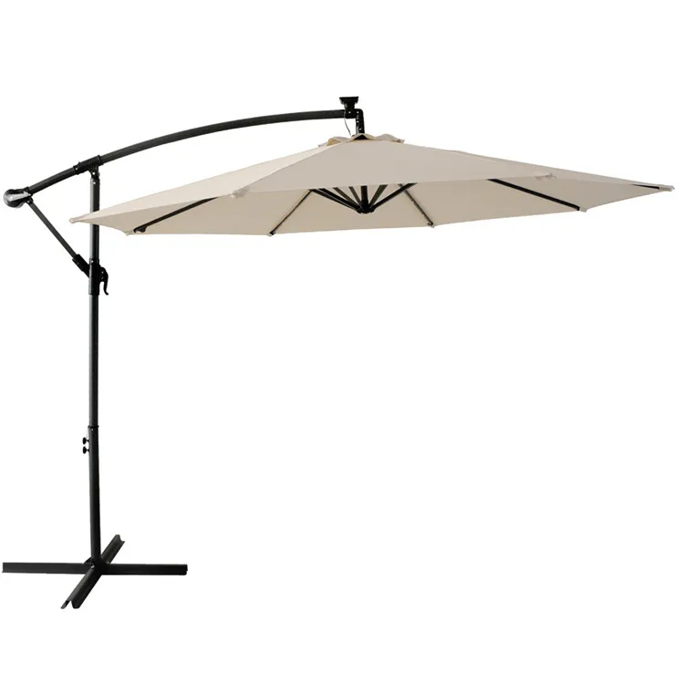 
US stock, free shipment,high quality patio offset lighted hanging cantilever umbrella 