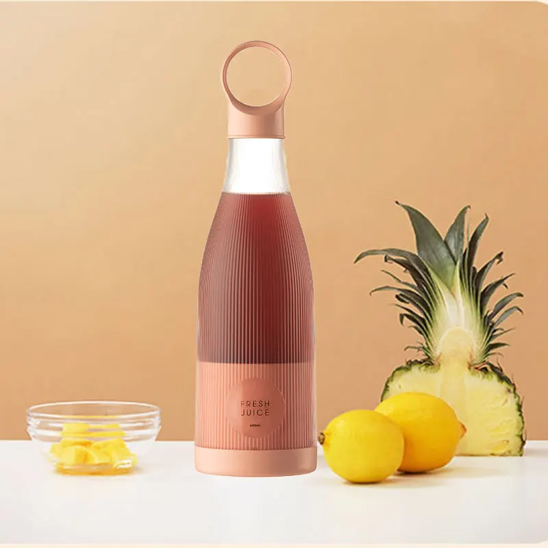 4 stainless steel blades fruit juicer maker 7.4V powerful motor juicer 450ml personal blender