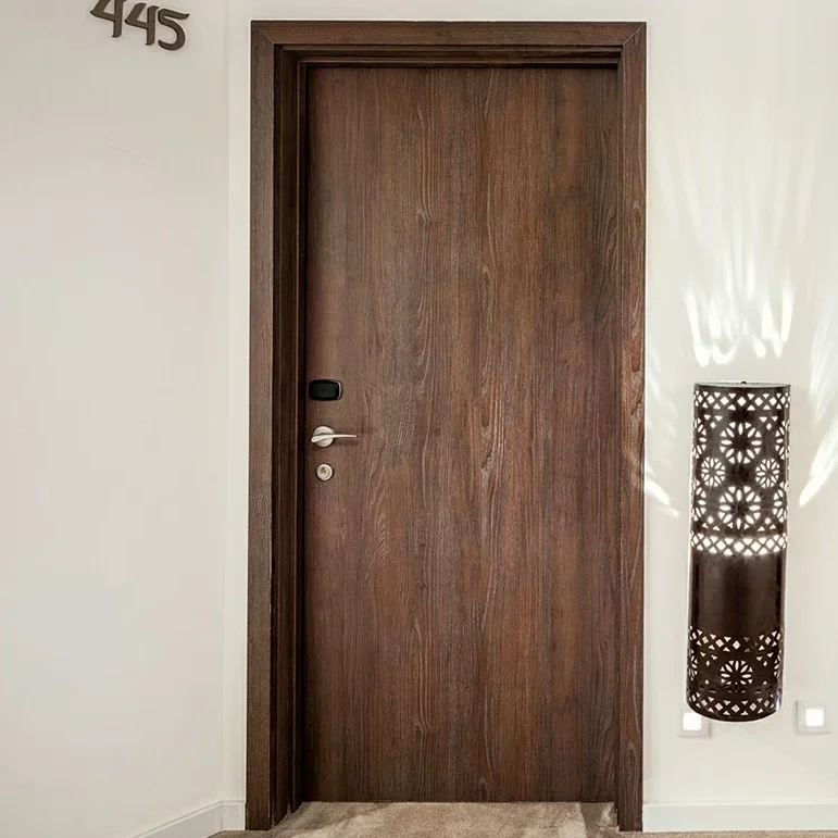 US standard UL Fireproof Mineral core Wooden Door for Hotel rooms with customized hardware