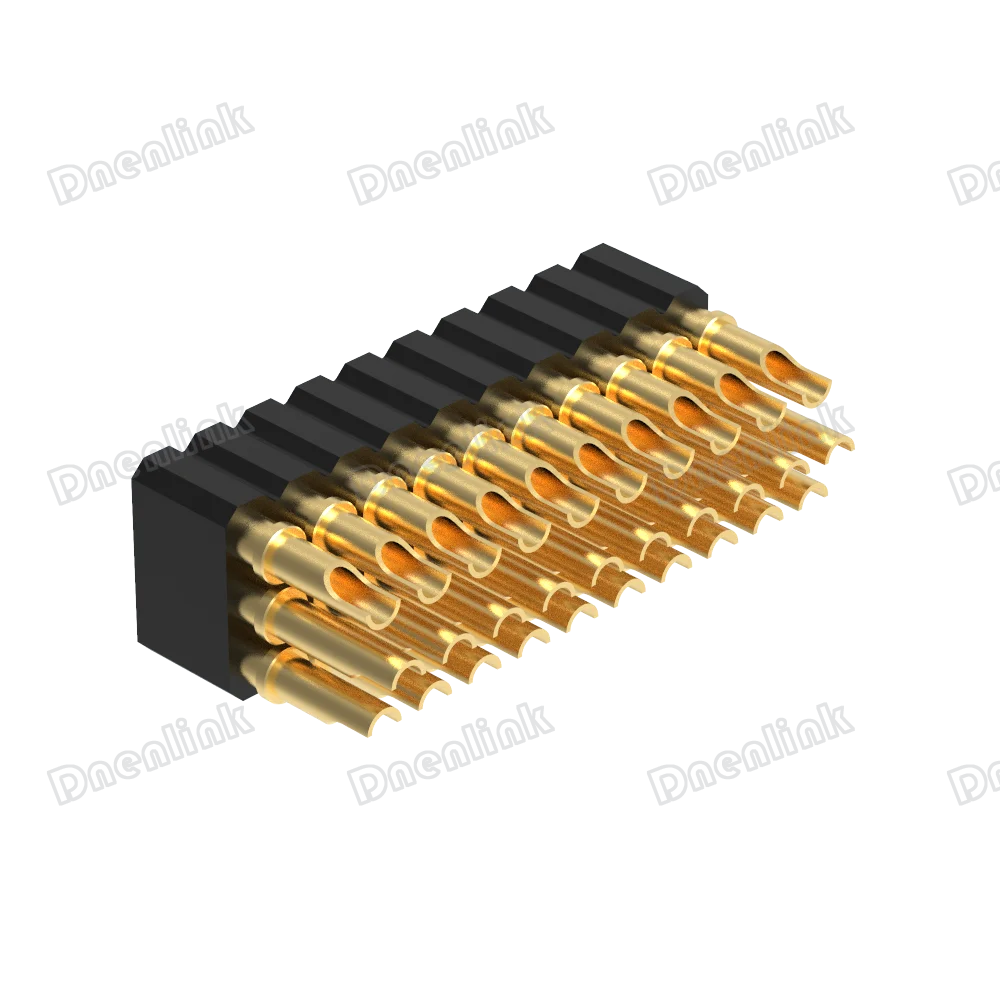 Dnenlink 2.0mm pitch Three Row H4.0mm Straight Solder Type Female Pogo Pin Connector for PCB