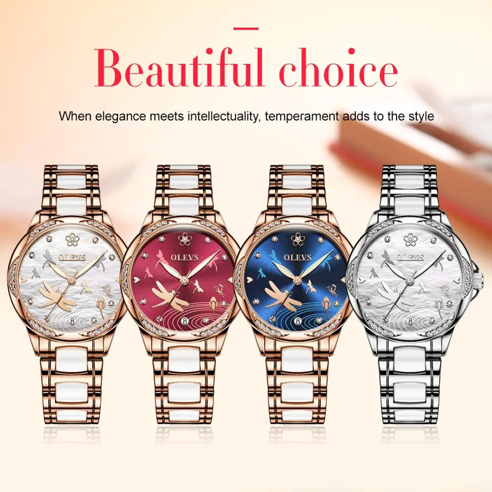 OEM watches womens bracelet custom logo luxury classic design japan beautiful ceramics ladies automatic mechanical women watch