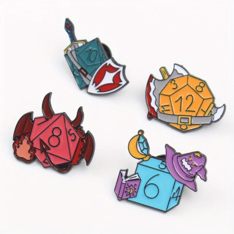 Creative Fun Devil Cowboy Badge Dungeons & Dragons Dice Phone Corsage Pin Backpack Accessories