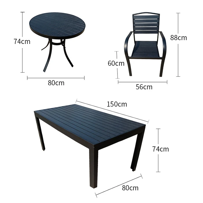 high quality modern plastic  restaurant outdoor dinner table chair set