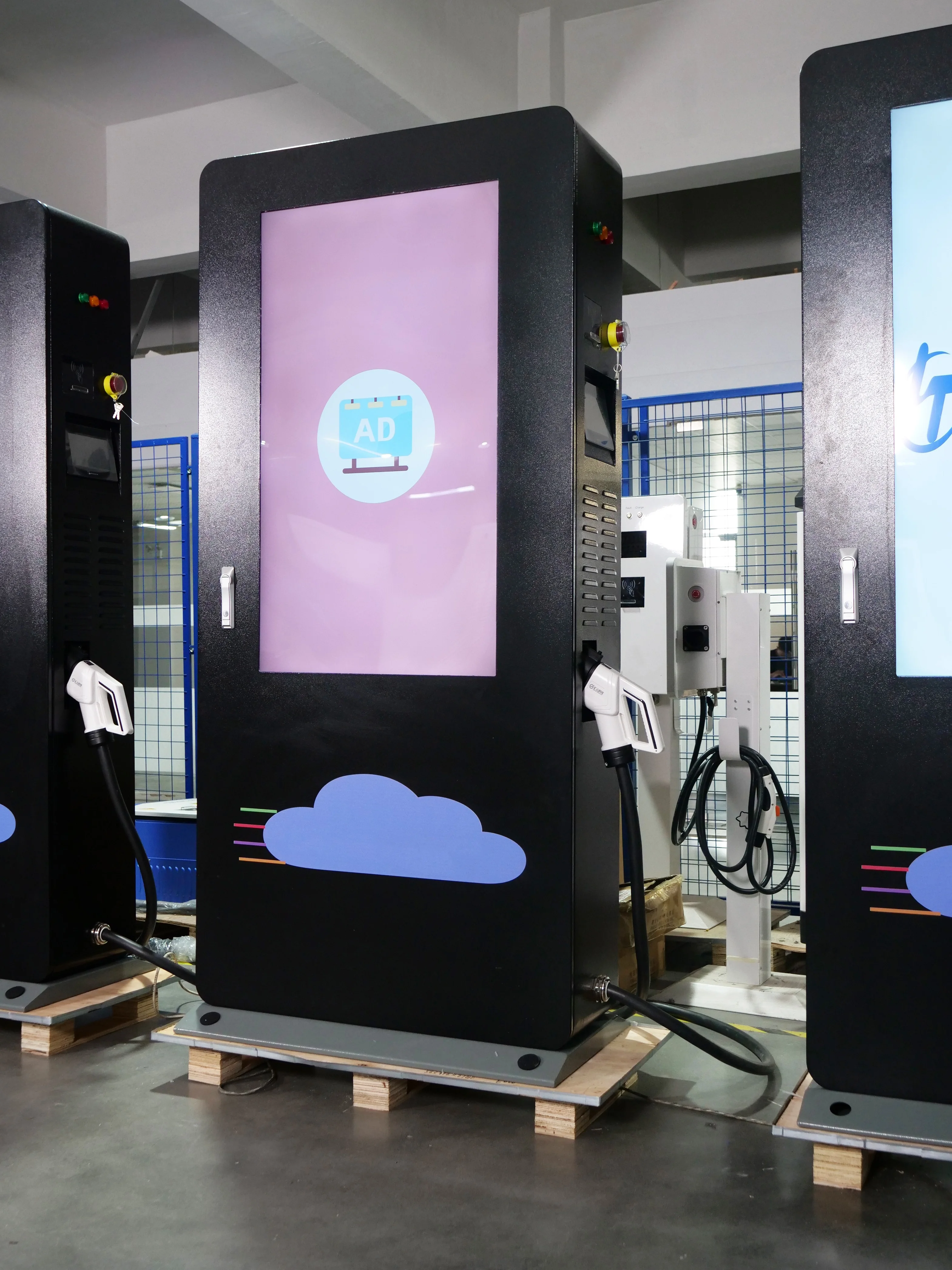 Bluesky 30KW DC EV Charger with 55 inch multimedia Play TUV CCS 1 2 Chademo GBT Ocpp 1.6 J