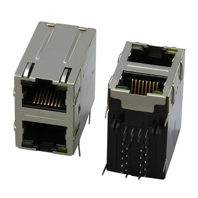 
2x1 port RJ45 Female Connector ethernet connector rj45 modular jack led connector 