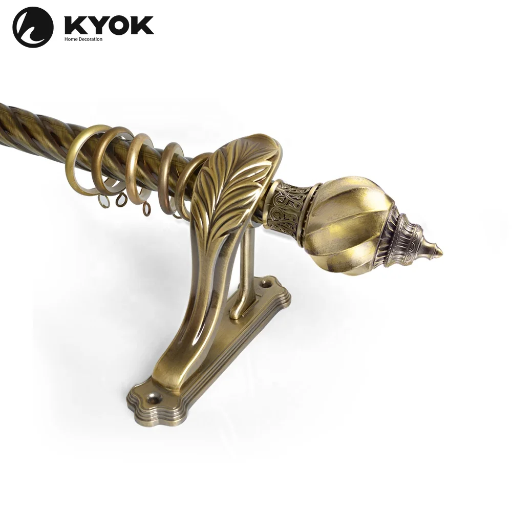 KYOK home curtain decoration factory Muslim style classic bronze single / double bracket curtain rod set