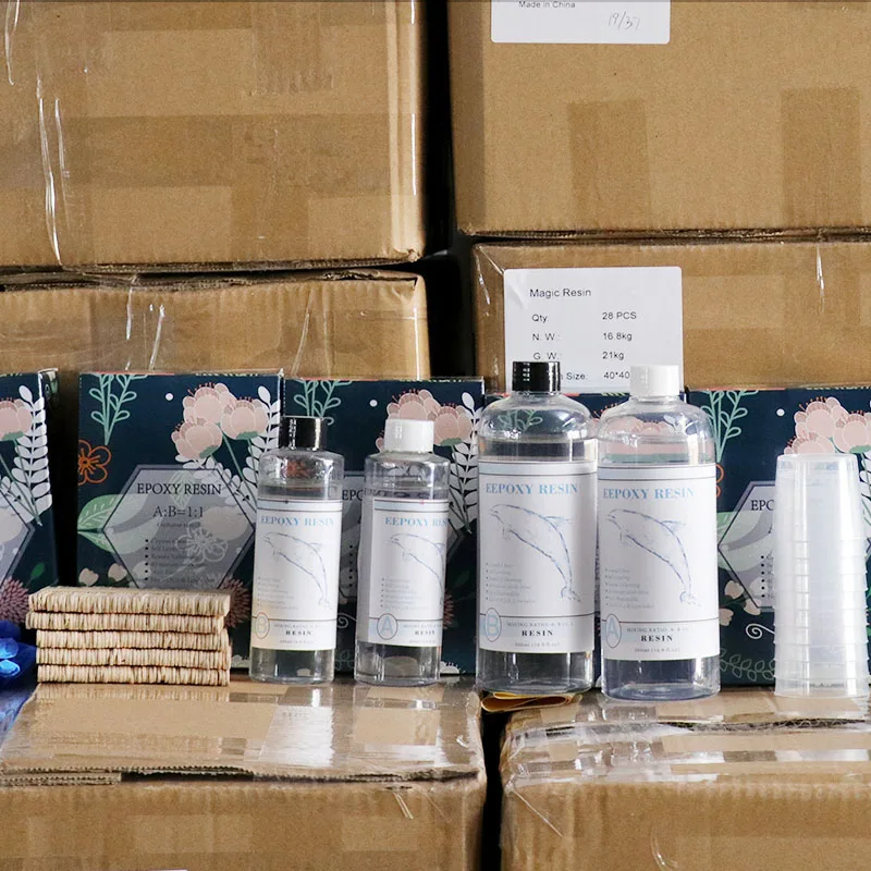 Factory Epoxy Resin 1kg 3:1 crystal drop glue high transparent epoxy AB glue DIY handmade bulk package