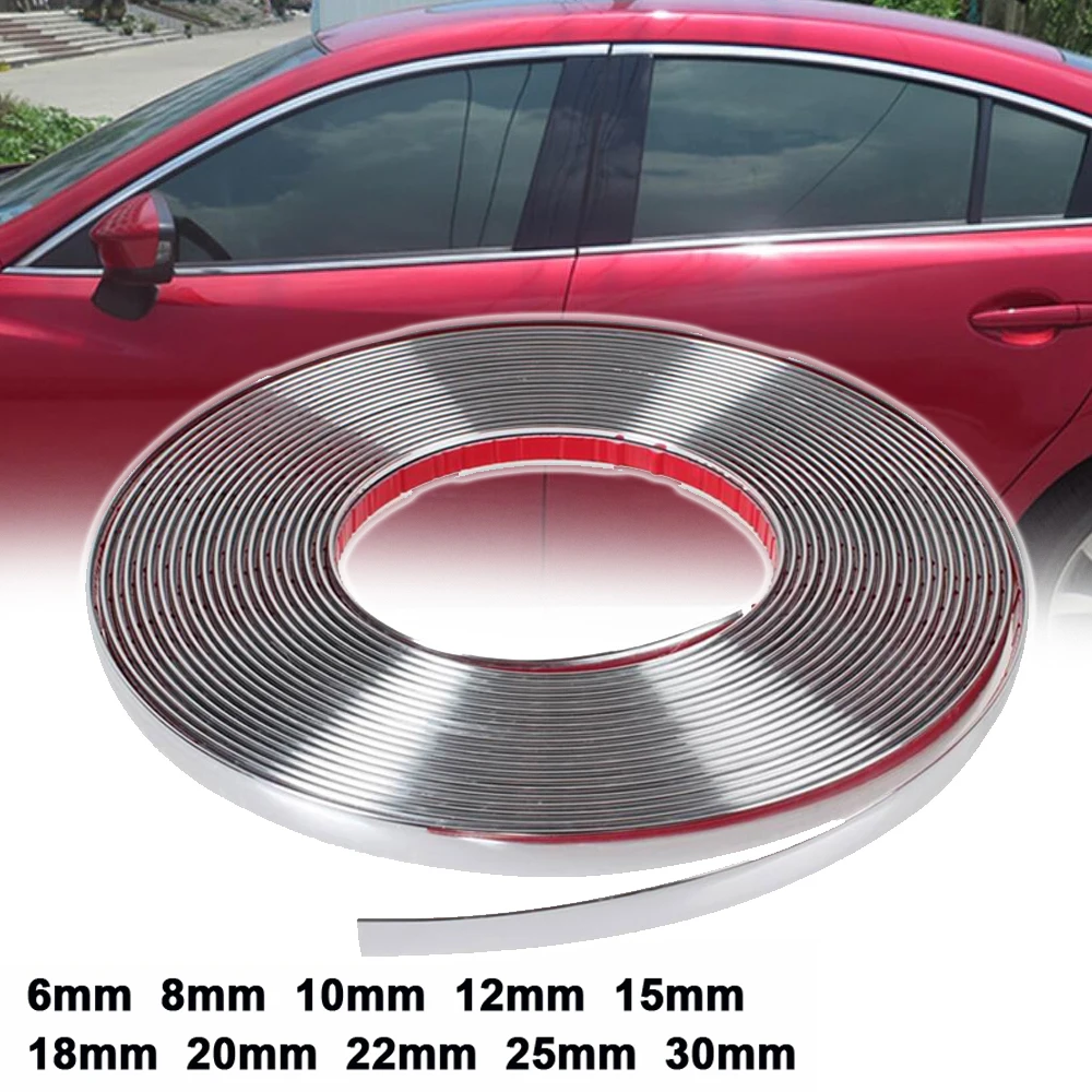 Car Door Edge Scratch Guard 10X15M Car Chrome DIY reflective silver Trim Strip For Car Window