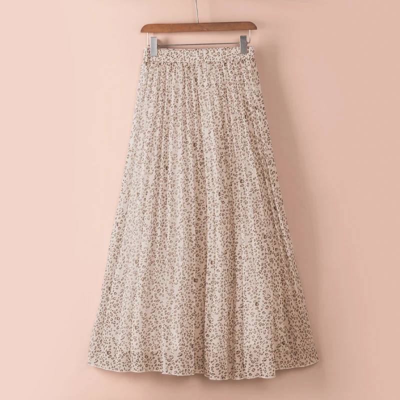 High Quality Fashion Floral Print Pleated Summer Women Maxi Long Skirt