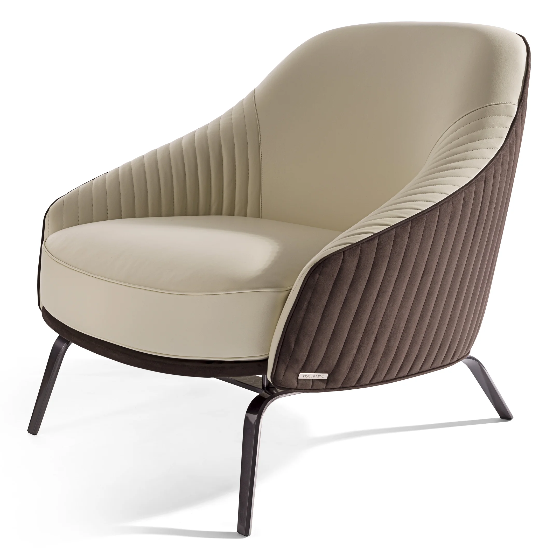 High-End Luxury Modern Armchair Designer Leather and Fabric Sofa Chair for Living Room Office & Bar Negotiation Metal Frame