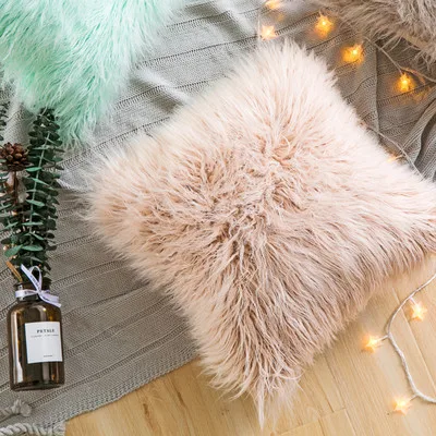 Solid Soft Plush Faux Fur Wholesale Decorative Cushion Cover Throw Pillows For Home Sofa Car Chair Hotel Home Decoration