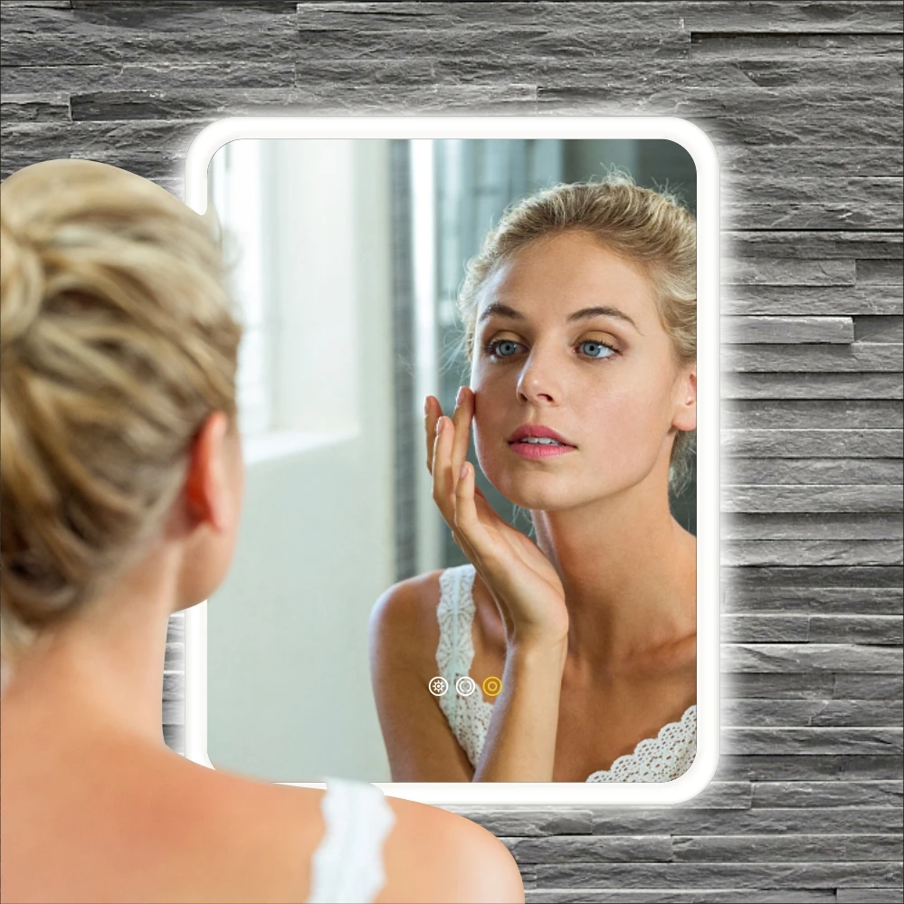 Modern round LED Mirror Illuminated with Graphic Design Solution Capability