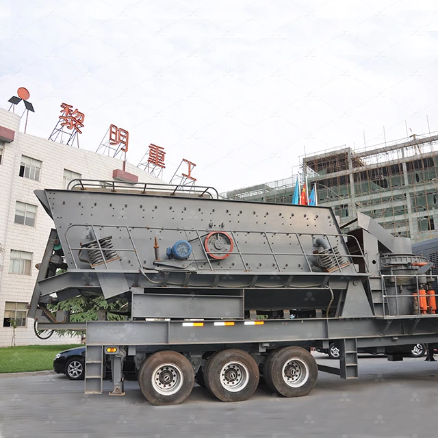 Portable quarry stone crushing plants mobile impact crusher with feeder and belt conveyor