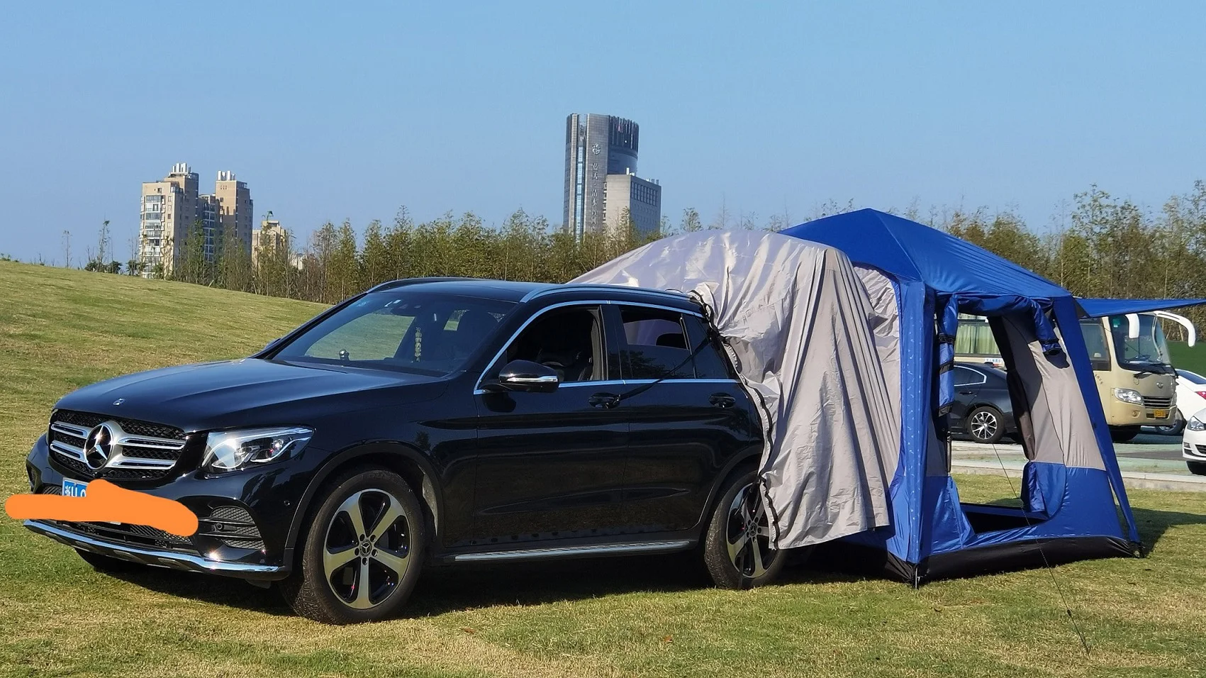 Outdoor Camping Waterproof Car Connect Rear Tent Double Layer Large SUV Family Camping Tent for 4 Person