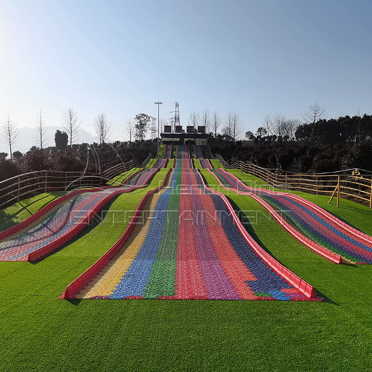 Outdoor color road Rainbow slide Dry Ski Slope Plastic high quality long use life Rainbow Snow Slip Slide For Sale