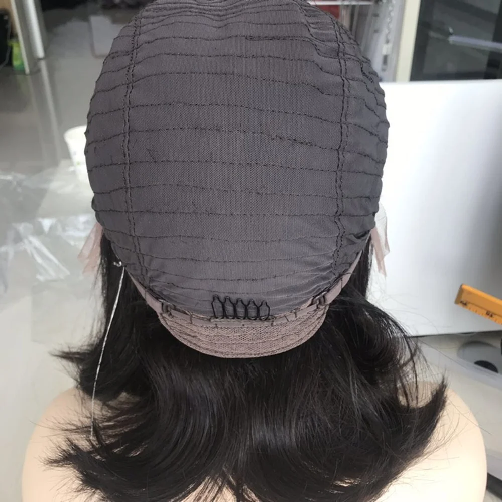 stock 13x4 hand tied transparent lace front medical wigs natural color fashionable bob wigs with middle parting
