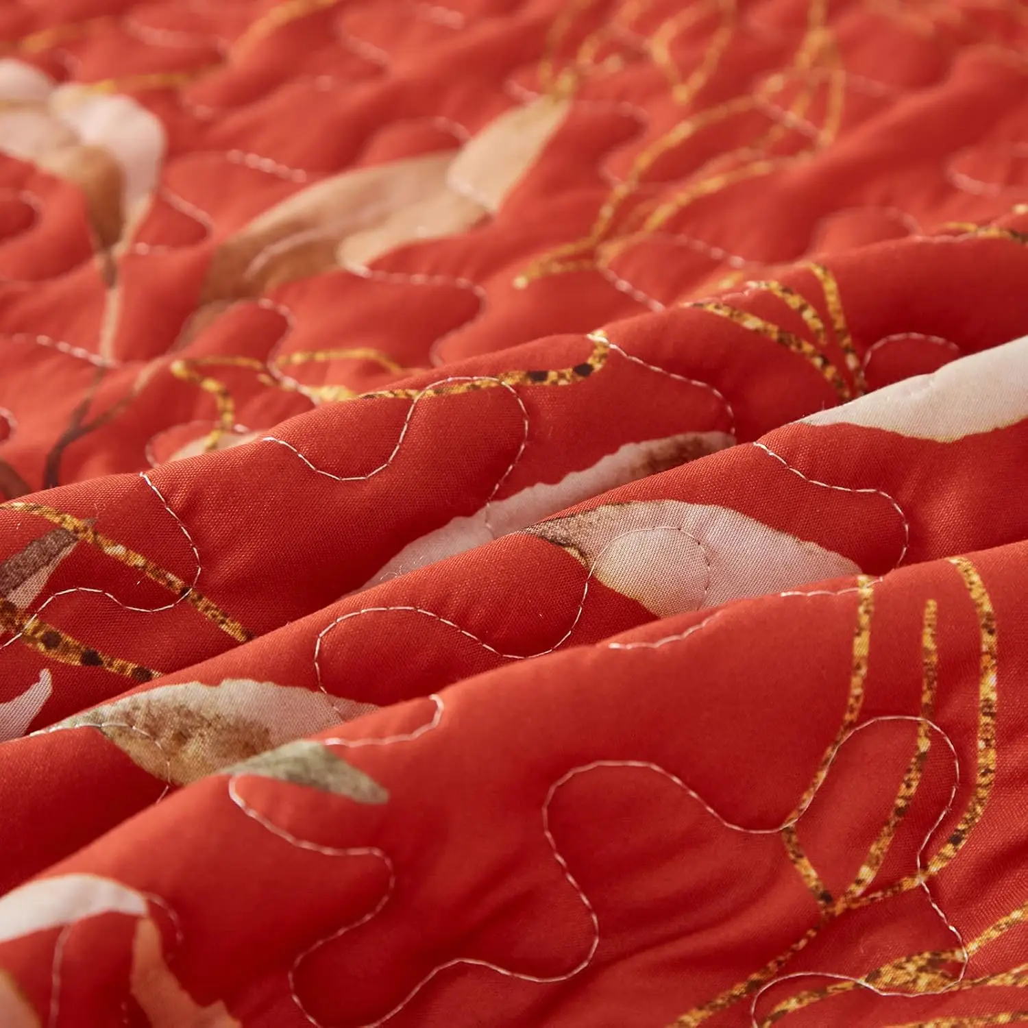 Red color King Size Comforter Set Embossed Solid Color 100% Cotton Quilted Quilt for All Season