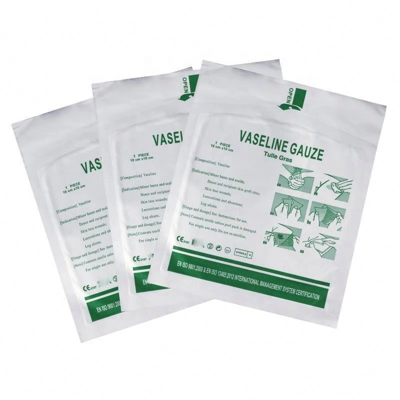 10*10 cm hotsale vaseline gauze dressing with high quality Sterile tulle gras